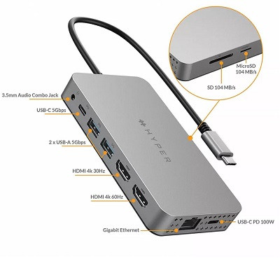 USB Хаб Hyper HyperDrive Dual 4K HDMI 10-в-1 USB-C в Курске