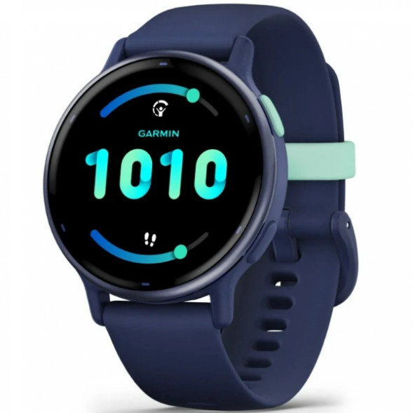 Умные часы Garmin Vivoactive 5, синие с металлически-синим безелем и силиконовым ремешком 010-02862-12 в Курске