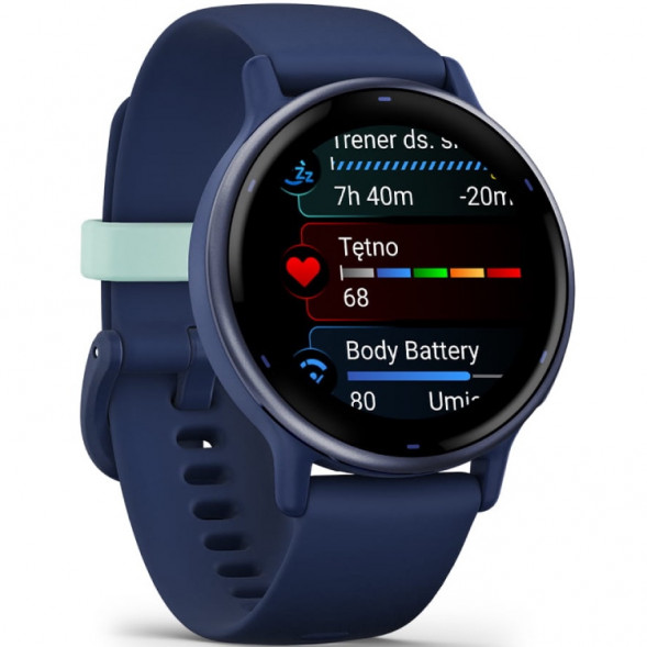 Умные часы Garmin Vivoactive 5, синие с металлически-синим безелем и силиконовым ремешком 010-02862-12 в Курске