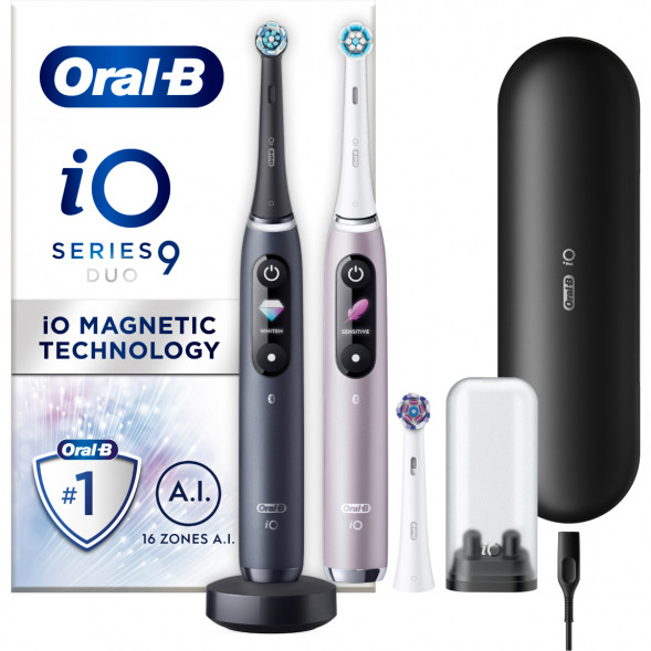 Набор из 2-х электрических зубных щеток Oral-B iO Series 9 Duo, Black Onyx и Rose Quartz в Курске