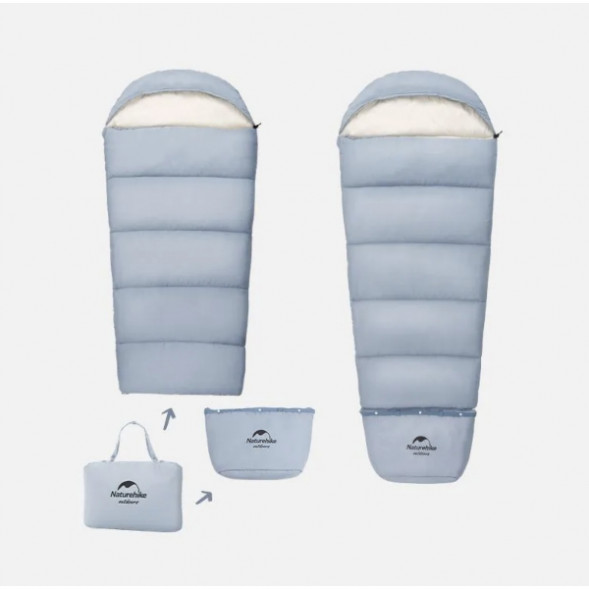 Спальный мешок Naturehike C180 (190x75см), голубой в Курске