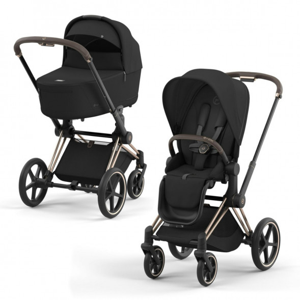 Коляска 2 в 1 Cybex Priam IV Sepia Black, шасси Rosegold в Курске