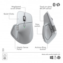 Мышь Logitech MX Master 4 for Mac, White Silver