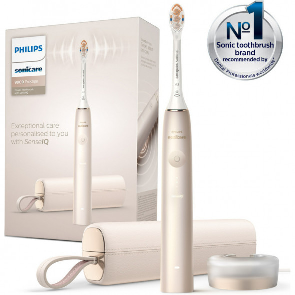 Звуковая зубная щетка Philips Sonicare 9900 Prestige HX9992, золотистое шампанское в Курске
