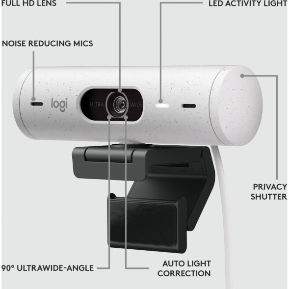 Веб-камера Logitech Brio 500, белый в Курске