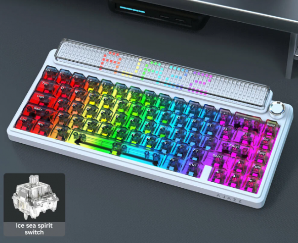 Беспроводная игровая механическая клавиатура Ajazz Pixel 68, 8K, Hot-Swap, RGB, с матричным LED экраном в Курске