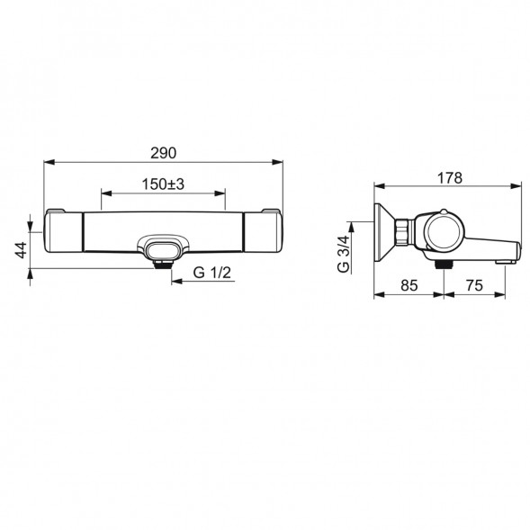 Термостатический смеситель Oras Nova ECO (7462G-33), черный матовый в Курске
