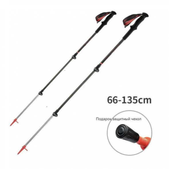 Треккинговая палка Naturehike 135 см, 1 шт., черный/красный в Курске
