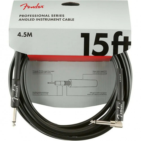 Инструментальный кабель Fender Professional Series 15 ft, 4.5 м, jack 6.3, черный в Курске