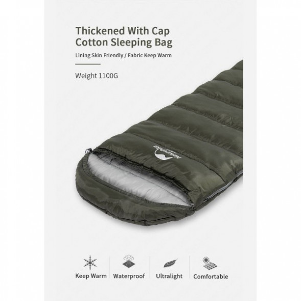 Спальный мешок Naturehike U350S (Правый), коричневый в Курске