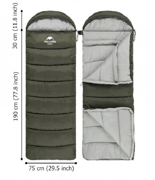 Спальный мешок Naturehike U250 (Левый), зеленый в Курске