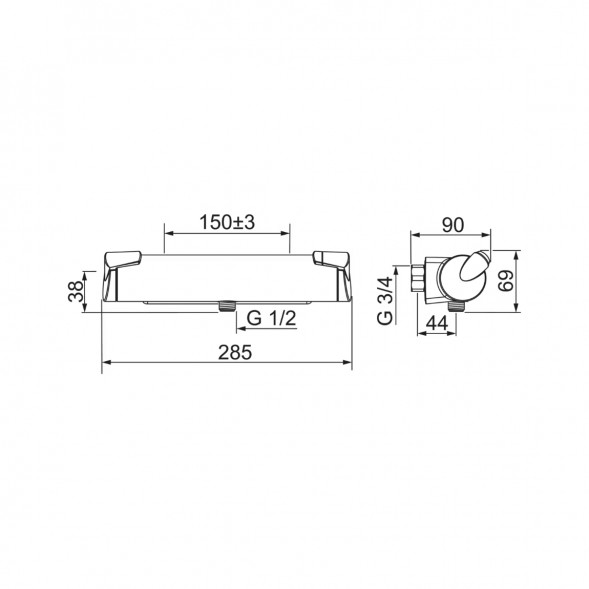Термостатический смеситель для душа Oras Optima (7160), хром в Курске