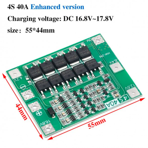 Плата защиты аккумулятора BMS 4S 40A 16.8 для Li-ion в Курске