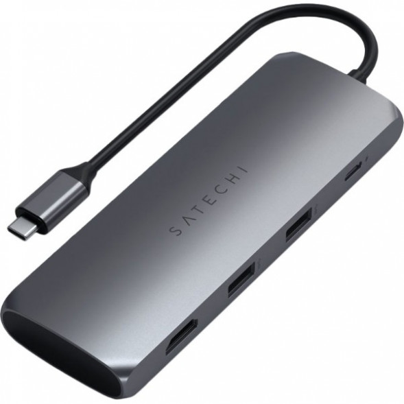 Док-станция Satechi USB-C Hybrid Multiport Adapter (with SSD Enclosure M.2 SATA, 2xUSB 3.1, USB Type-C, HDMI), Серый ST-UCHSEM в Курске