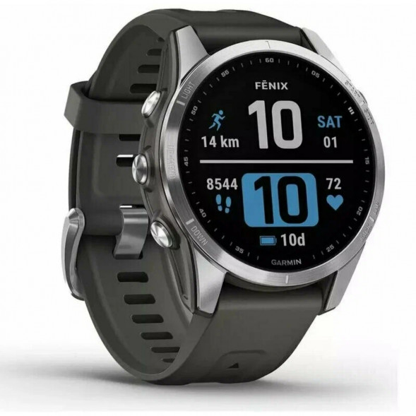 Умные часы Garmin Fenix 7s серебристый с графитовым силиконовым ремешком 010-02539-01 в Курске
