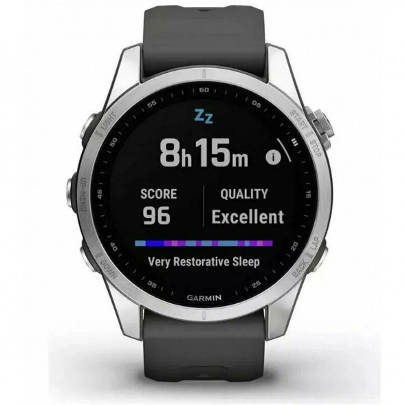 Умные часы Garmin Fenix 7s серебристый с графитовым силиконовым ремешком 010-02539-01 в Курске