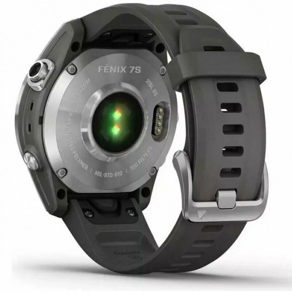 Умные часы Garmin Fenix 7s серебристый с графитовым силиконовым ремешком 010-02539-01 в Курске