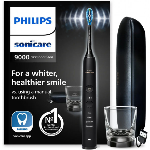 Электрическая зубная щетка Philips Sonicare Diamond Clean 9000 с USB-футляром и зарядным стеклом HX9911/09 в Курске