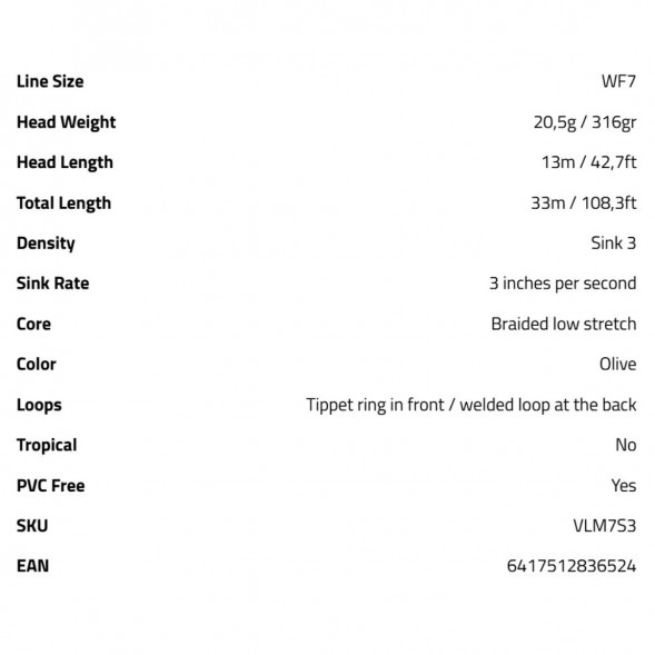 Рыболовная леска Vision Stillmaniac Fly Line, Sink 3 WF7S3 в Курске