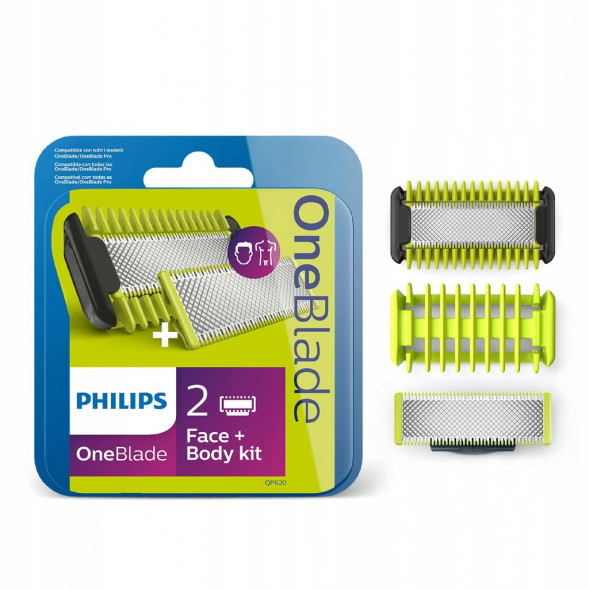 Сменные лезвия Philips OneBlade 2 шт. + 1 шт. Body kit QP620/50 в Курске