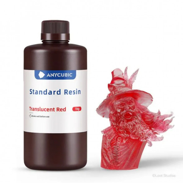 Фотополимерная смола Anycubic Standard Resin для 3D принтера Полупрозрачный красный (Tran-Red), 1 кг в Курске