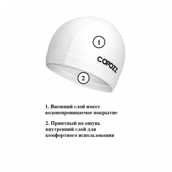 Шапочка для бассейна Copozz (белый) в Курске
