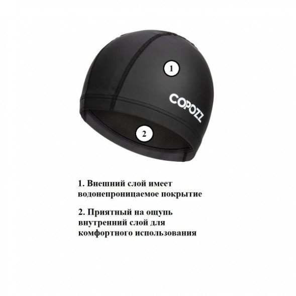 Шапочка для бассейна Copozz (черный) в Курске