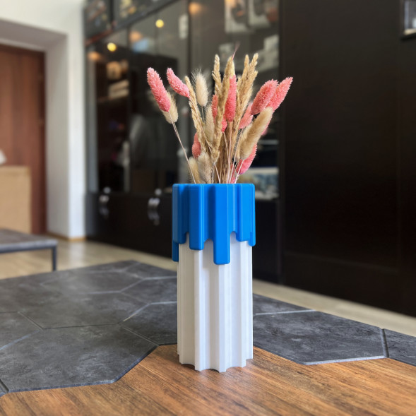 Ваза HatRom Drip, белый-синий в Курске